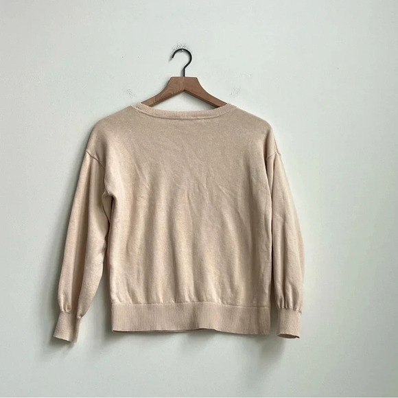 LOFT Weekend Sweater Tan Pink Balloon Sleeve Crewneck Pullover Size XS - Picture 10 of 11